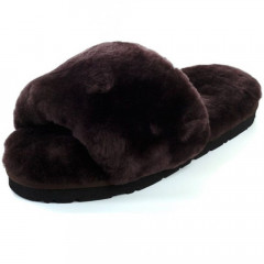 UGG FLUFF SLIDE SLIPPERS CHOCOLATE