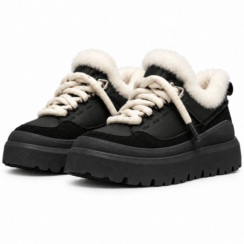 UGG MENS  HERITAGE UTILITY SNEAKER  BLACK LEATHER