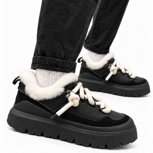 UGG MENS  HERITAGE UTILITY SNEAKER  BLACK LEATHER