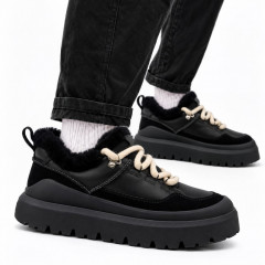 UGG MENS  HERITAGE UTILITY SNEAKER  BLACK/ BLACK/ LEATHER