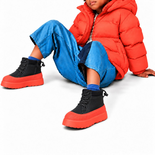 Детские кожаные ботинки UGG Kids Neumel Hybrid Black Leather Orange