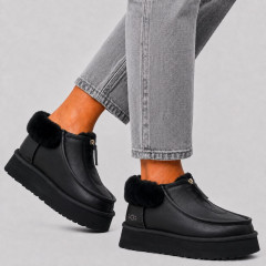 UGG FUNKETTE PLATFORM BOOTS LEATHER BLACK