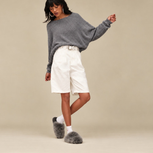 UGG  WOMEN'S SCUFFETTE CHALET SLIPPER CHARCOAL 