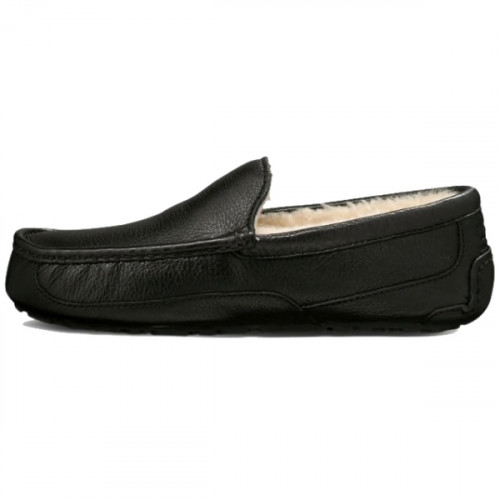 UGG MEN'S MOCCASINS ASCOT LEATHER BLACK