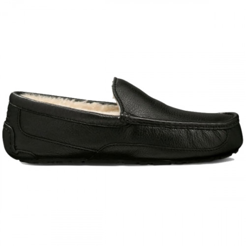 UGG MEN'S MOCCASINS ASCOT LEATHER BLACK